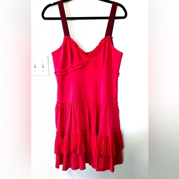 Cinq A Sept Livia Tiered Cherry Red Dress - Picture 6 of 15